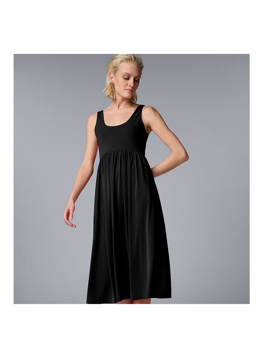 Simply Vera Vera Wang Black Sleeveless Scoop-Neck Midi Dress